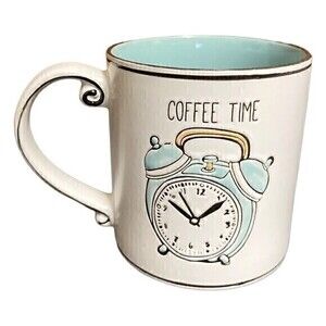 Spectrum Designz 2017 COFFEE TIME Alarm Clock Large Coffee Aqua Cup Mug  21 oz.